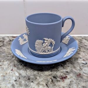 Blue and White Teacup and Saucer Set